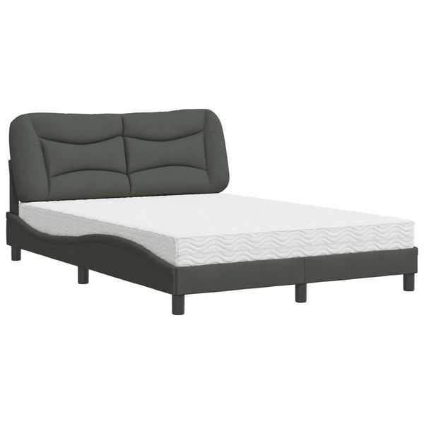 Syfax™ Letto Con Materasso Hvar Grigio Scuro 140X200Cm Tessuto-image