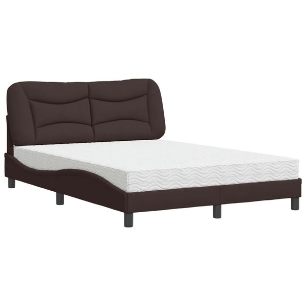 Syfax™ Letto Con Materasso Hvar Marrone Scuro 140X200Cm Tessuto-image