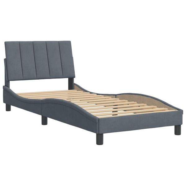 Syfax™ Giroletto Senza Materasso Hanko Grigio Scuro 90X190 Cm Velluto-image