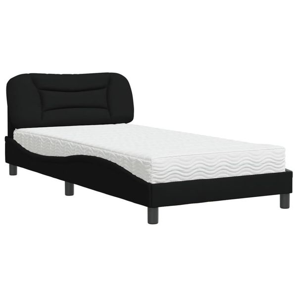 Syfax™ Letto Con Materasso Hvar Nero 100X200 Cm In Tessuto-image