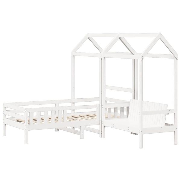 Syfax™ Giroletto Con Panca E Tetto Bianco 75X190Cm Legno Massello Pino-image