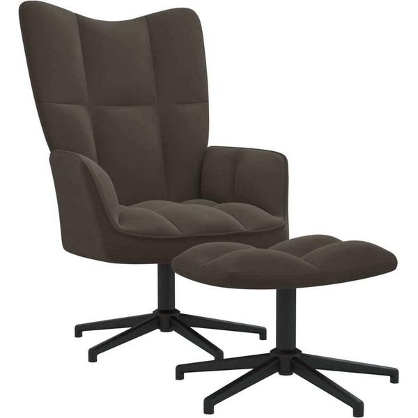 Syfax™ Sedia Relax Con Poggiapiedi Grigio Scuro In Velluto-image