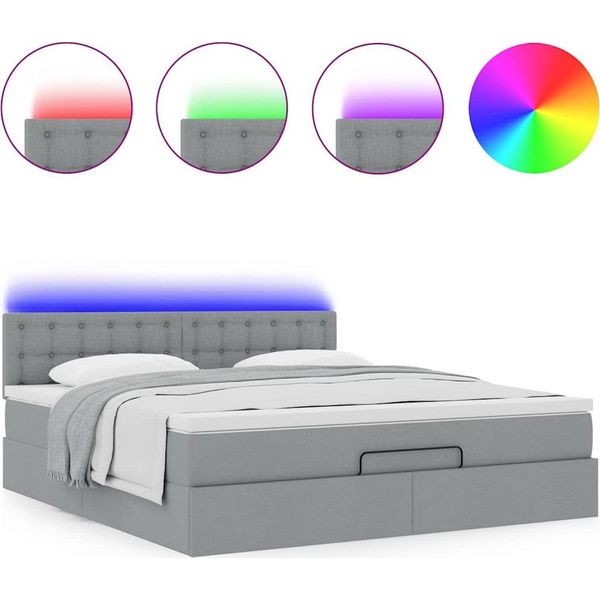 Syfax™ Pouf Letto Con Materasso Grigio Chiaro 160X200 Cm In Tessuto-image