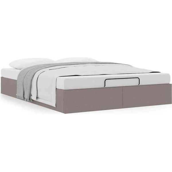 Syfax™ Struttura Letto Pouf Senza Materasso Crema 140X200 Cm Tessuto-image