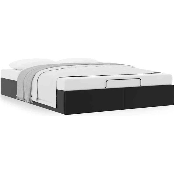 Syfax™ Struttura Letto Pouf Senza Materasso Nero 140X200 Cm Pelle Finta-image