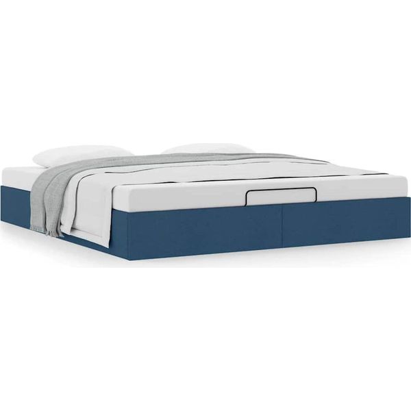 Syfax™ Struttura Letto Pouf Senza Materasso Blu 200X200 Cm In Tessuto-image