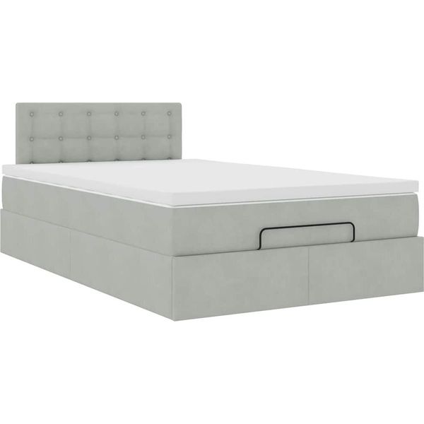 Syfax™ Pouf Letto Con Materasso Grigio Chiaro 120X190 Cm In Velluto-image