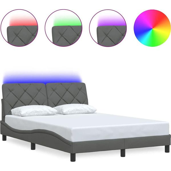 Syfax™ Giroletto Con Led Senza Materasso Grigio Scuro 140X190 Cm-image