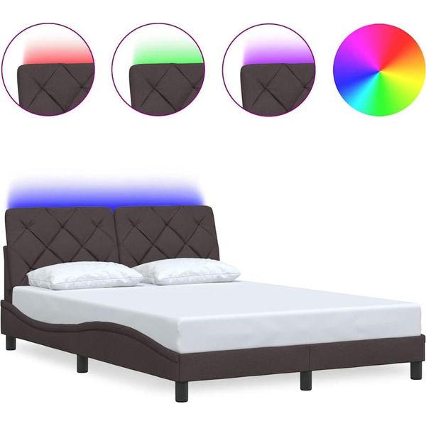 Syfax™ Giroletto Con Led Senza Materasso Marrone Scuro 140X190 Cm-image