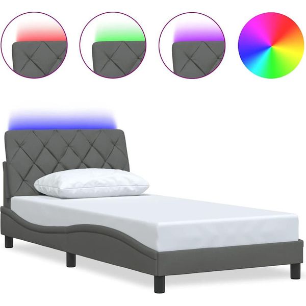 Syfax™ Giroletto Con Led Senza Materasso Grigio Scuro 100X200 Cm-image