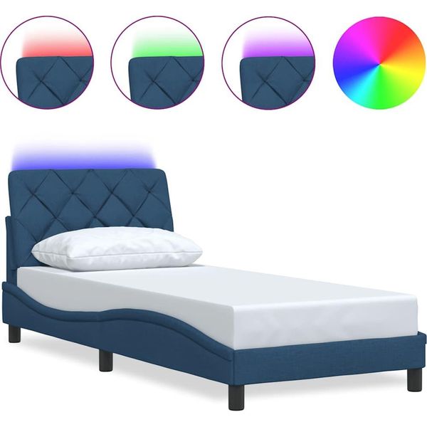 Syfax™ Giroletto Con Led Senza Materasso Blu 80X200 Cm In Tessuto-image