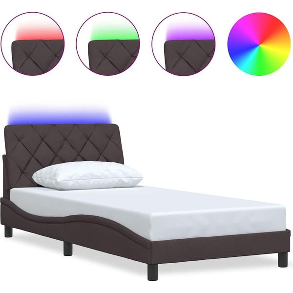 Syfax™ Giroletto Con Led Senza Materasso Marrone Scuro 100X200 Cm-image