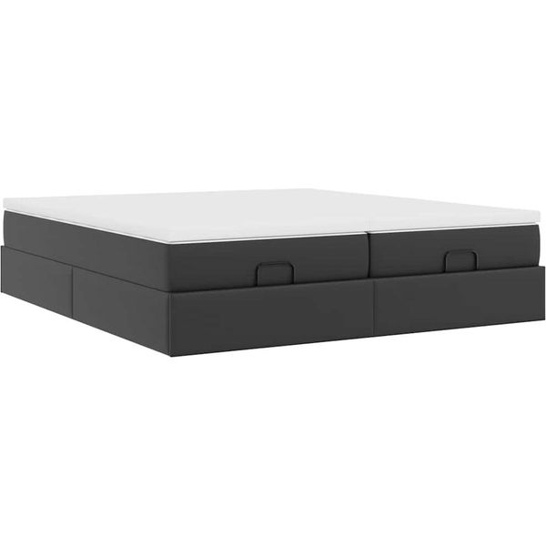 Syfax™ Struttura Letto Pouf Con Materassi Nero 180X200 Cm Pelle Finta-image