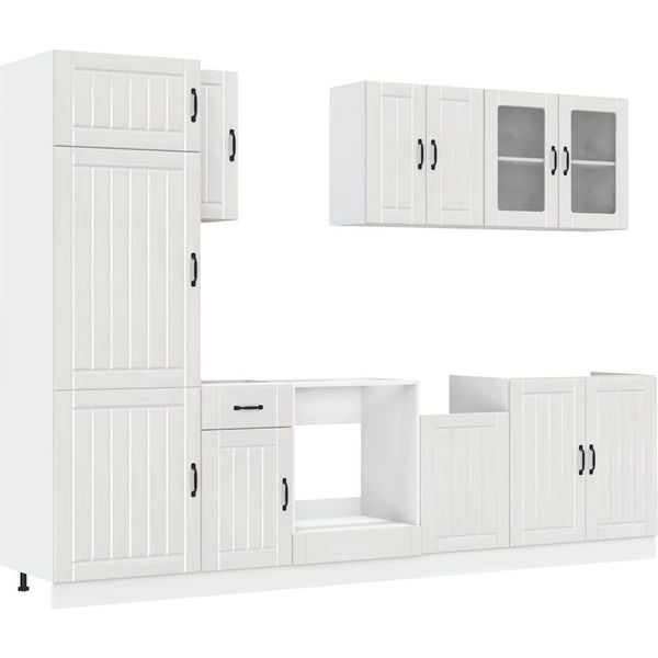 Syfax™ Set Mobili Da Cucina 8 Pz Lucca Bianchi Lucido In Truciolato-image