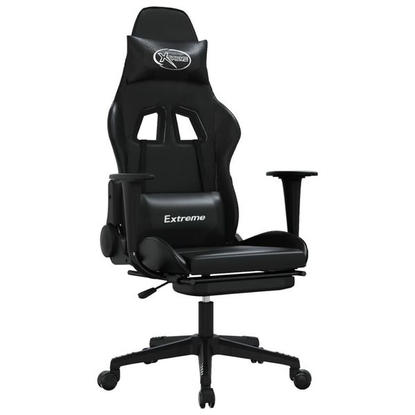 Syfax™ Sedia Da Gaming Con Massaggio E Poggiapiedi Nera In Pelle Finta-image