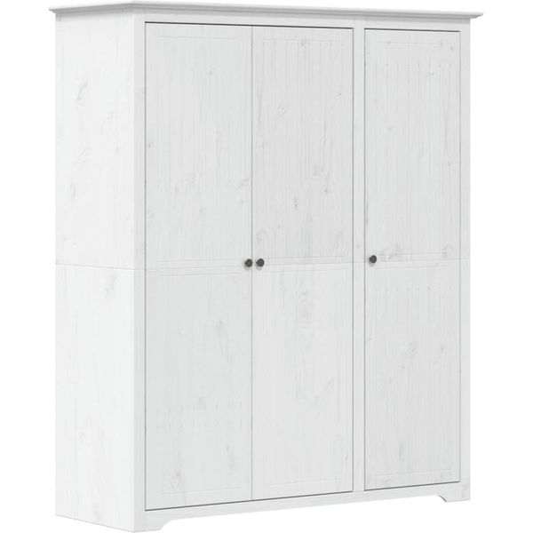 Syfax™ Armadio Bodo 146X53,5X173 Cm In Legno Massello Di Pino Bianco-image