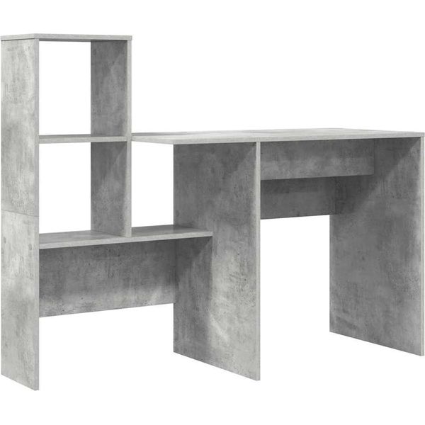 Syfax™ Scrivania Con Lo Scaffale Grigio Cemento 131,5 X 50 X 106,5 Cm-image