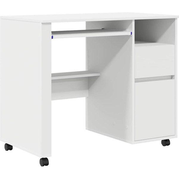 Syfax™ Scrivania Con Ruote Bianco 91 X 50 X 77 Cm Legno Multistrato-image