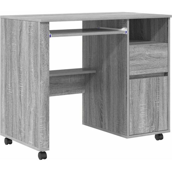 Syfax™ Scrivania Con Ruote Con Cassetto Grigio Sonoma 91 X 50 X 77 Cm-image
