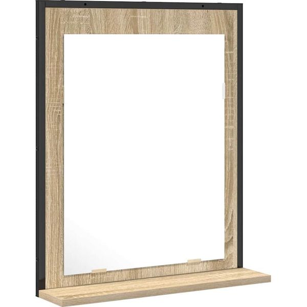 Syfax™ Specchio Da Bagno Con Lo Scaffale Nero 50 X 12 X 60 Cm-image