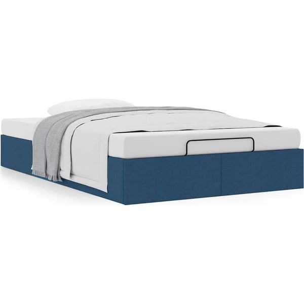 Syfax™ Struttura Letto Pouf Senza Materasso Blu 120X190 Cm In Tessuto-image