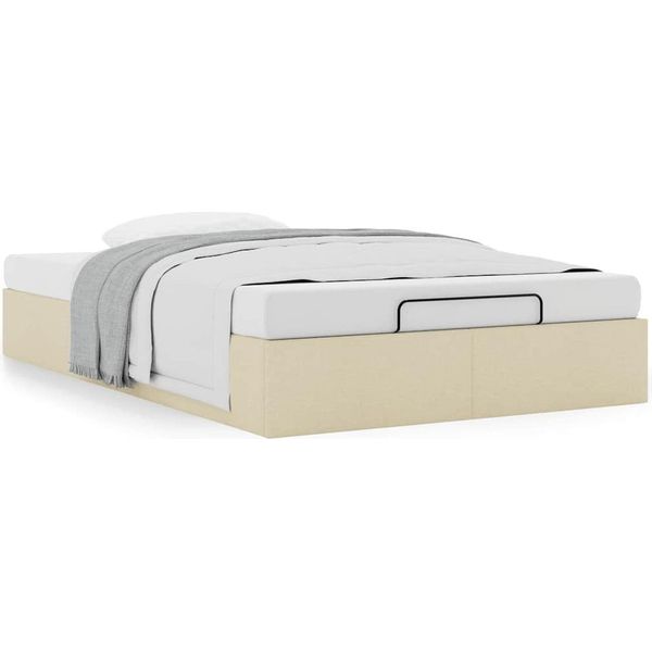 Syfax™ Struttura Letto Pouf Senza Materasso Crema 120X200 Cm Tessuto-image