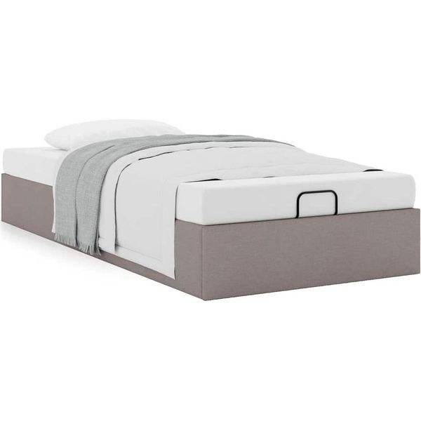 Syfax™ Struttura Letto Pouf Senza Materasso Tortora 90X200 Cm Tessuto-image