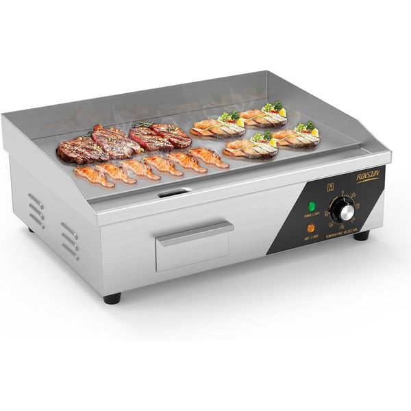 Grill Elettrico Commerciale, Grill Elettrico Da Tavolo, 3000W, Temperatura Regolabile 50-300 °C, Per Ristorante/Balcone/Piano Di Lavoro, 54X40X21Cm-image