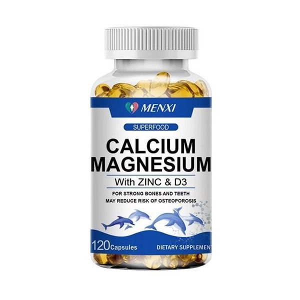 Magnesio Zinco Vitamina D3 Calcio 1425Mg (120 Capsule) Integratore Alimentare, Ossa, Articolazioni, Muscoli, Denti, Nervi-image
