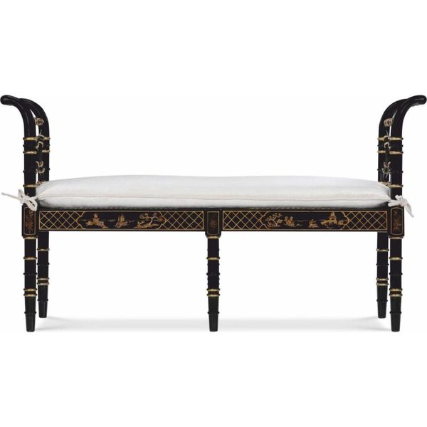 Casa Padrino Panca Barocca In Stile Cinese Nero / Oro / Bianco 135 Cm - Mobili Barocchi-image