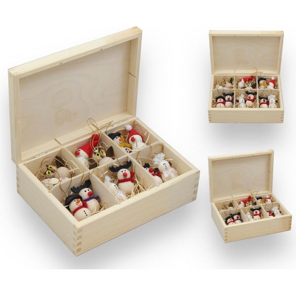 Scatola Di Legno Con Portachiavi Natalizi – Set Di Decorazioni Natalizie-image