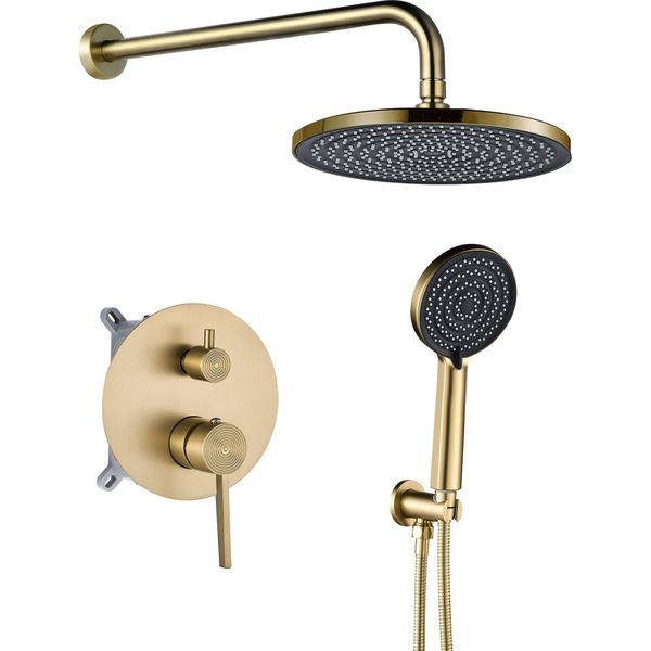 Set Doccia A Incasso Rea Foster Brush Gold 25X25X150Cm-image