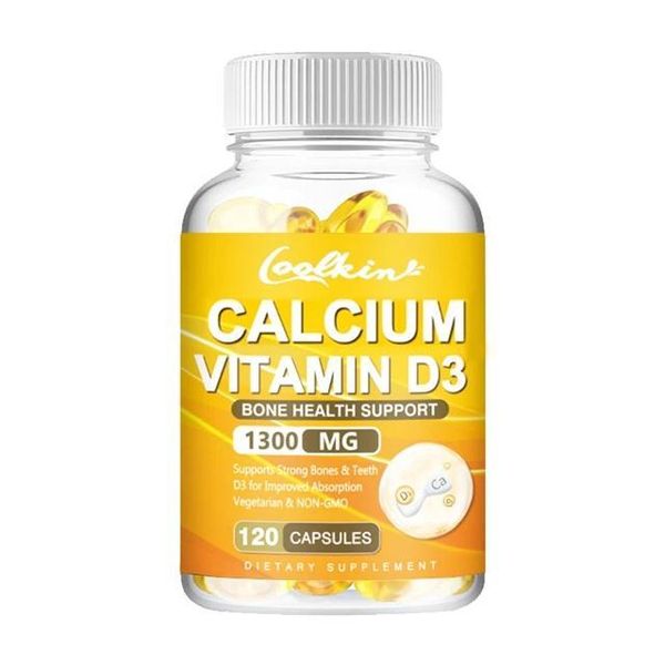 Calcio Vitamina D3 1300Mg (120 Capsule) Integratore Alimentare, Ossa, Articolazioni, Denti, Energia, Sistema Immunitario-image