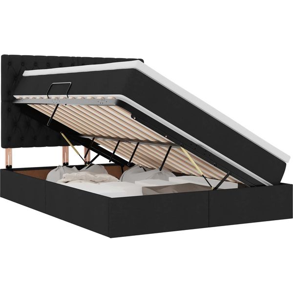 Vidaxl Letto Con Contenitore E Led Nero 140 X 190 Cm Poliestere-image