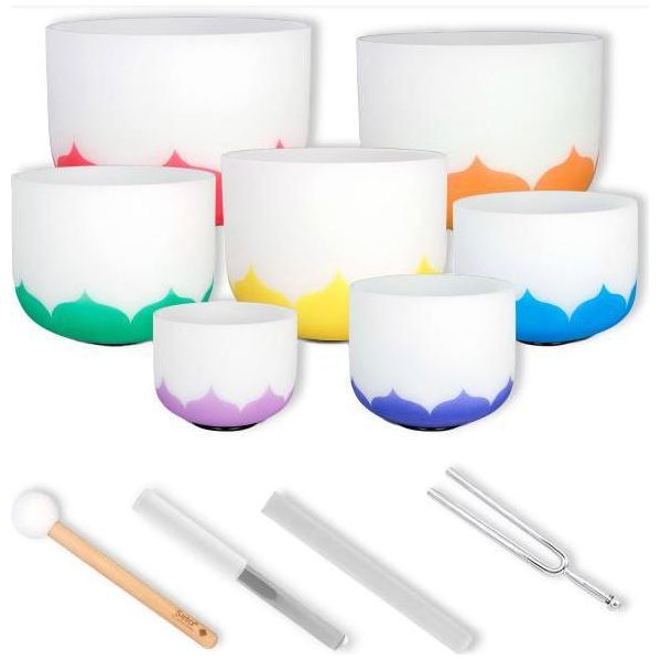 Set Di Ciotole Da Canto Sela Seclu Chakra Lotus 432 Hz Con Diapason-image