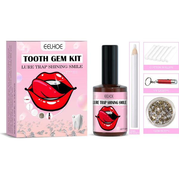Eelhoe Set Di Gioielli Per Denti Fai Da Te Con Lampada Polimerizzante, Colla, Cristalli, Set Di Gioielli Per Denti, Pietre Preziose, Ornamenti Per La Decorazione Dei Denti-image
