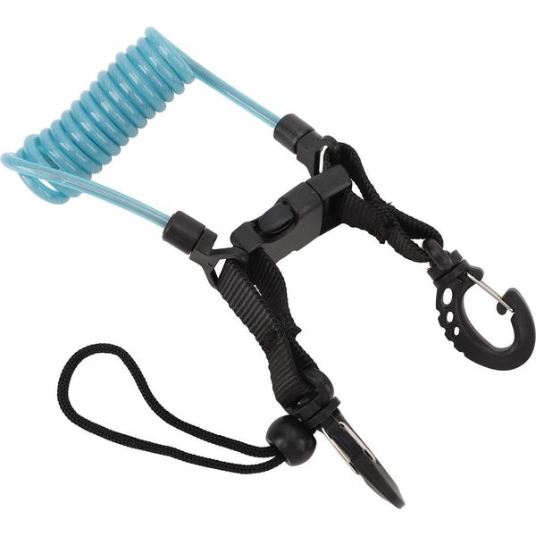 Cordino Per Fotocamera Subacquea, Fibbia A Sgancio Rapido, Molla A Filo In Acciaio Inox, Spirale Per Light Tool Lake Blue-image