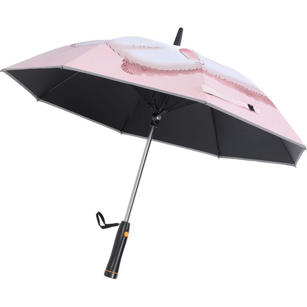Ombrello Portatile Con Ventaglio, Riflettente, Upf 50+, Per Sole E Pioggia, A 8 Costole, Pieghevole, Da Viaggio, Rinfrescante-image