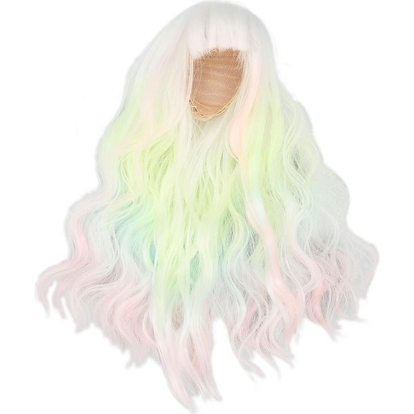 Parrucca Per Bambola 1/6 Con Snodo Sferico, Color Gelato, Sfumatura Di Colore, Capelli Lunghi Ricci Realistici Con Frange Per 15,5 - 17 Cm-image