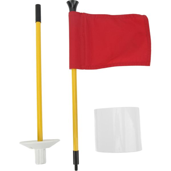 Set Di Tazze Per Buche Per Spilli Da Golf Per Mini Accessori Per La Pratica Del Putting Green Con Asta A Bandiera, Portatile, 2 Sezioni, Staccabile, Rosso-image
