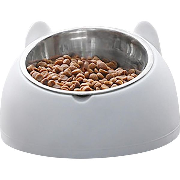 Ciotola Per Cibo E Acqua Per Animali Domestici In Acciaio Inox, Rimovibile, Antiscivolo, A Forma Di Cartone Animato, Ciotola Per Cani E Gatti, Bianca-image