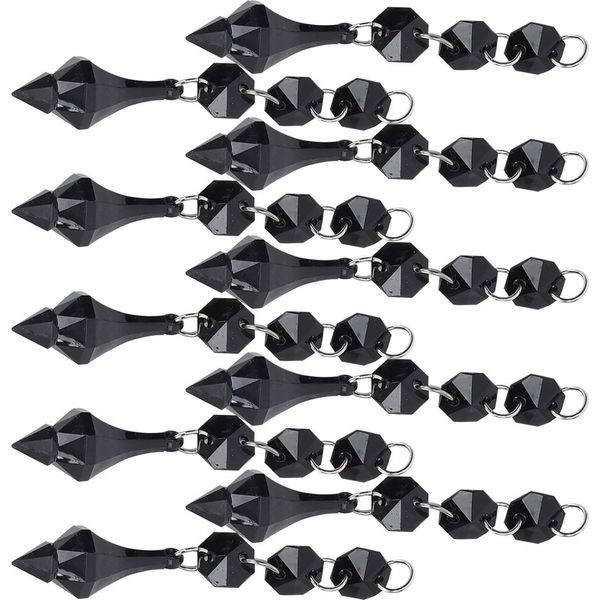 Ornamento Di Cristallo Del Pendente Del Lampadario, 10 Pezzi Acrilici Irregolari Perline Collana Pendente Trasparente Fai Da Te Appeso Ornamento (Nero)-image