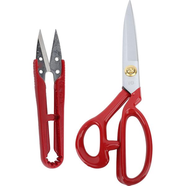 Set Di Forbici Da Cucito, In Acciaio Inox, Forbici Da Sarto E Da Filo, Impugnatura Ergonomica In Gomma, Tessuto Da Tagliare, Rosso, 25,4 Cm-image