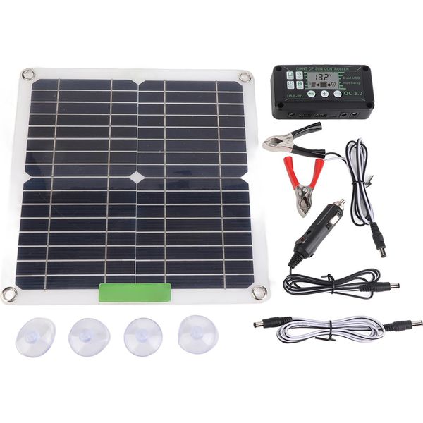 Set Di Pannelli Solari Portatili Da 200 W 12 V Monocristallini Con Regolatore Per Ciclismo, Alpinismo, Escursionismo, Campeggio, 40 A-image