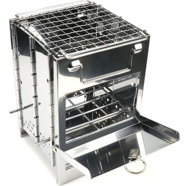 Griglia Per Barbecue, Regolabile In Altezza, Griglia Quadrata Pieghevole In Acciaio Inox, Griglia A Carbonella Per Cucinare All'aperto, Campeggio, Picnic-image