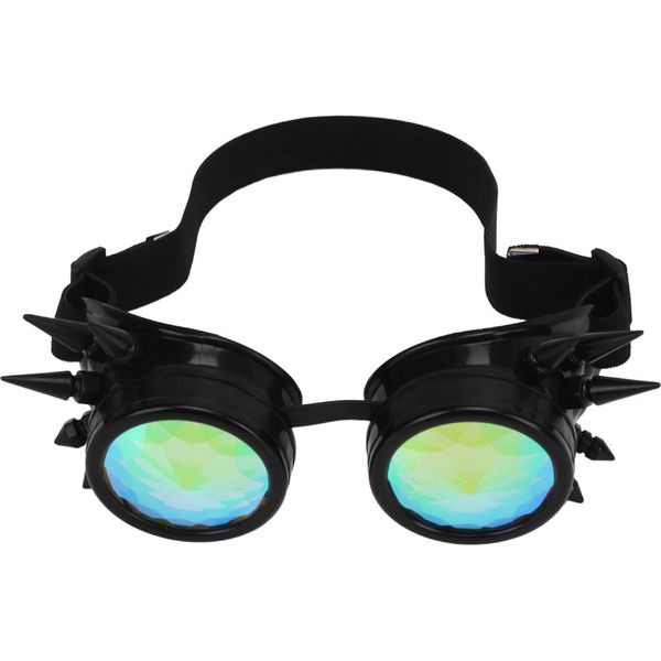 Occhiali Steampunk, Pc Abs Retrò Con Cinturino Elastico, Occhiali Rave Caleidoscopio Per Feste, Nero-image