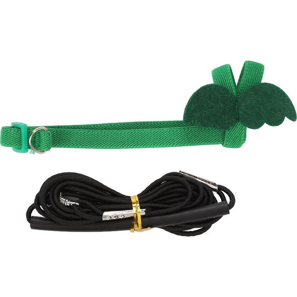 Pettorina Per Pappagalli, Guinzaglio, Regolabile, Elasticizzato, A Prova Di Morso, Corda Di Trazione Ergonomica Per Uccelli Domestici Con Simpatiche Ali, S, Verde-image