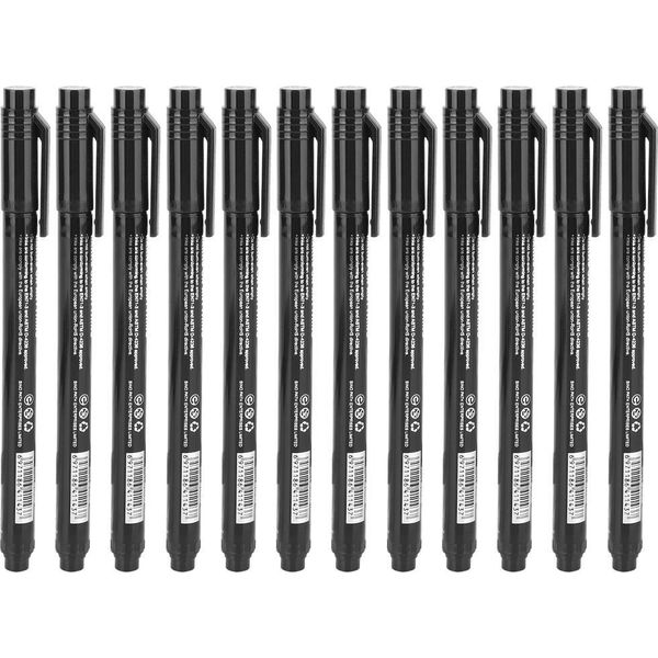 12 Pezzi Pennarello Micron Liner Con Punta Fine, Inchiostro Nero A Base D'acqua, Impermeabile, Disegno, Schizzi-image