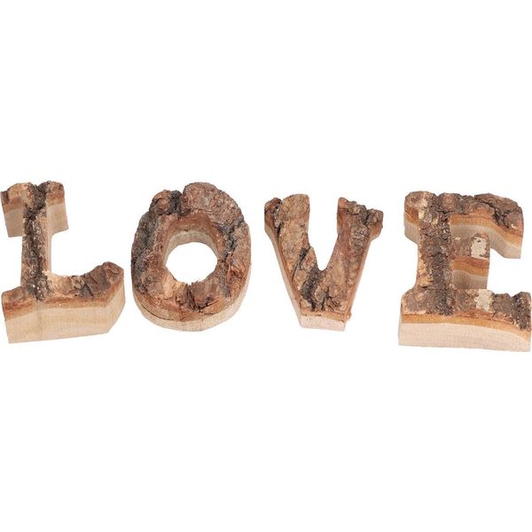 4 Blocchi Di Lettere In Legno A Forma Di Love, Ritagli Decorativi Retrò E Autoportanti Per La Decorazione Di Pareti E Tavoli In Casa-image
