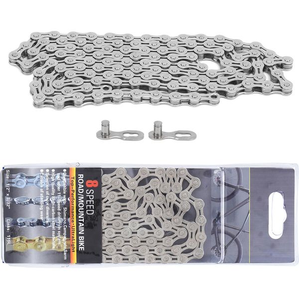 Catena Per Bicicletta Vg Sports A 8 Velocità, Leggera, Semi-Cava, 1/2 X 3/32 Pollici, 116 Maglie, Bicicletta Per Mountain Bike-image